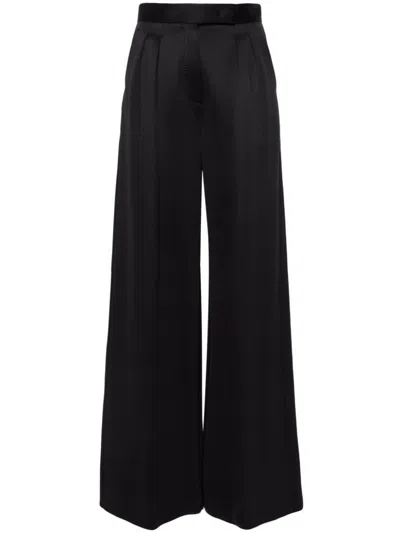 Max Mara Zinnia Jersey High Waist Wide Trousers In Black  