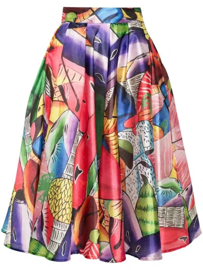 Stella Jean Fantasia-print Midi Skirt In Multi