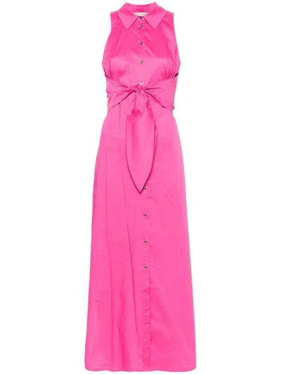 Michael Kors Sleeveless Poplin Midi Dress In Pink