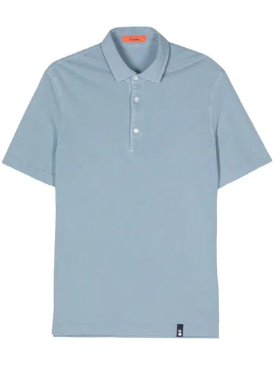 Drumohr Logo-tag Cotton Polo Shirt In Blue