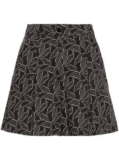 Patrizia Pepe Floral-print Cotton Shorts In Black  
