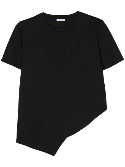 Patrizia Pepe Asymmetric Cotton T-shirt In Black  
