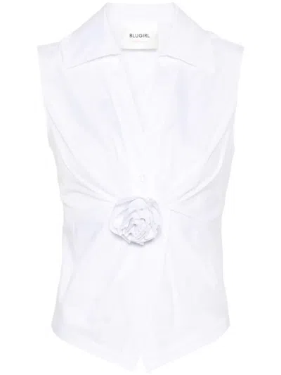 Blugirl Poplin Sleeveless Top In White