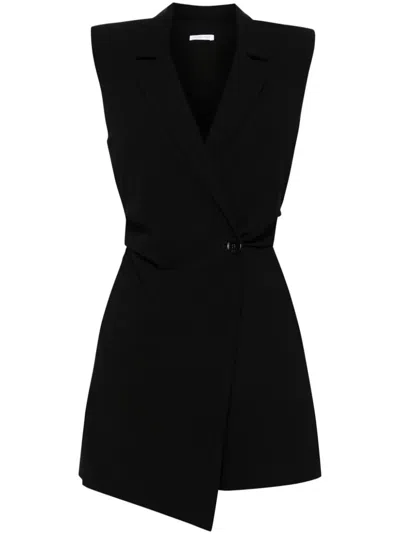 Patrizia Pepe Double-breasted Crepe Playsuit In Black  