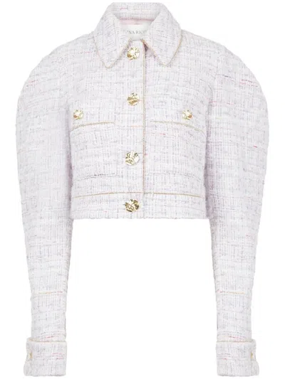 Nina Ricci Tweed Cocoon Jacket In Pink