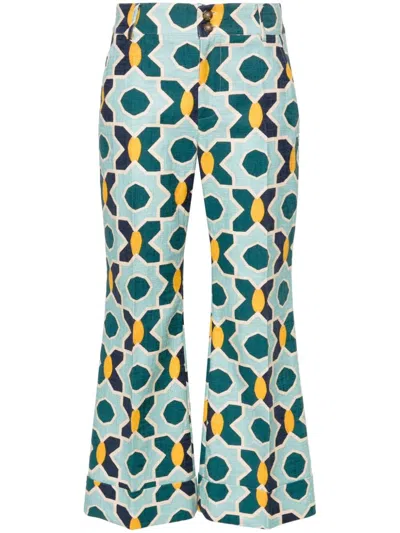 La Doublej Hendrix Jacquard Tailored Trousers In Green