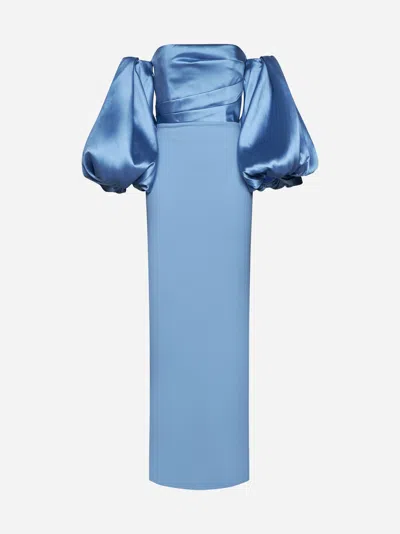 Solace London Carmen Crepe Maxi Dress In Bluebell