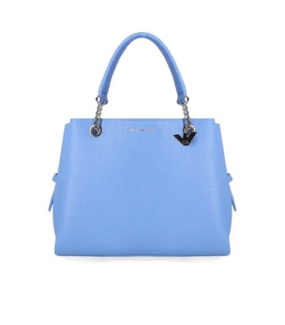 Emporio Armani Logo Printed Charm Tote Bag In Blue