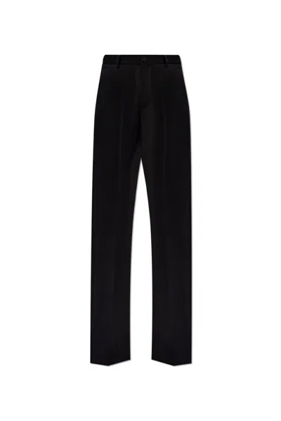 Balenciaga Regular Fit Wool Barathea Trousers In Black