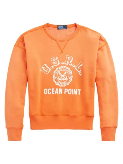 Polo Ralph Lauren Vintage Fit Fleece Graphic Sweatshirt In Orange