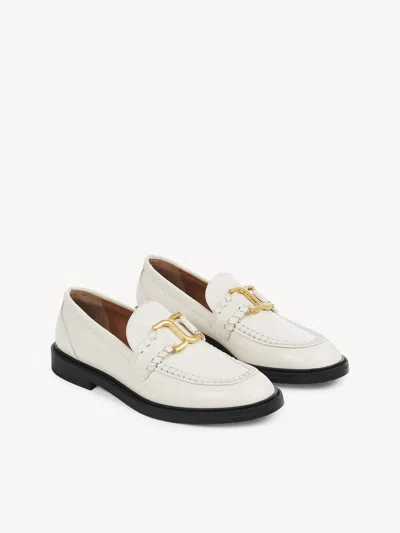 Chloé Marcie White Brushed Calf Leather Loafer