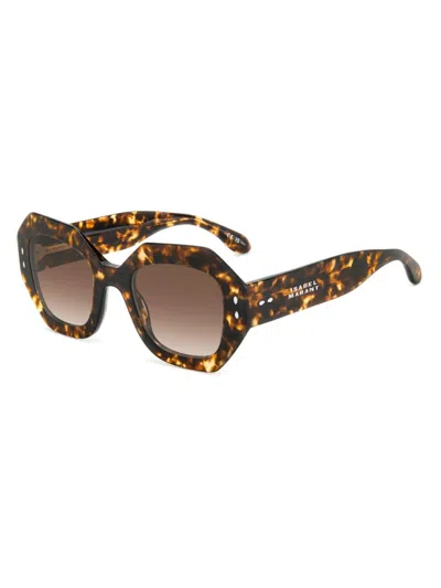 Isabel Marant 52mm Gradient Geometric Sunglasses In Havana Dark Brown