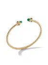David Yurman Women's Renaissance Cablespira Bracelet In 18k Yellow Gold In Emerald