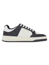 Saint Laurent Women's Sl/61 Low-top Sneakers In Grained Leather In White Black