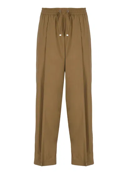 Herno Lightweight Drawstring Cropped Trousers In Brown