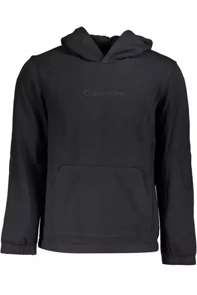 Calvin Klein Sleek Long-sleeved Hooded Sweatshirt In Black