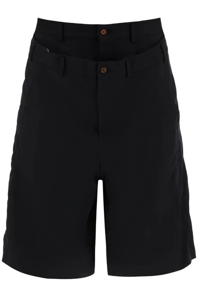 Comme Des Garçons Homme Deux Comme Des Garcons Homme Plus Layered Bermuda Shorts In Black