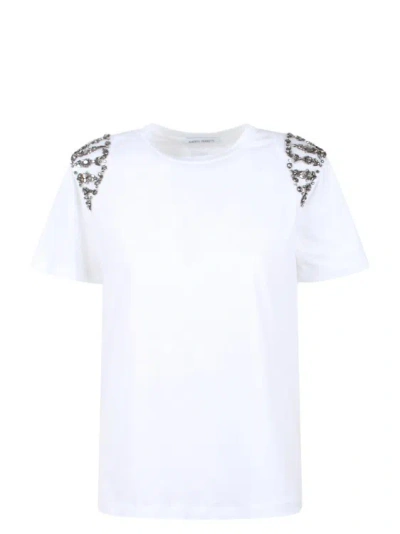 Alberta Ferretti Embroidered Cotton T-shirt In White