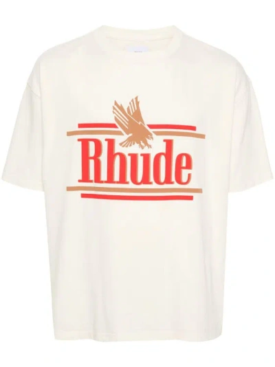 Rhude Rossa Logo-print Cotton T-shirt In Neutrals
