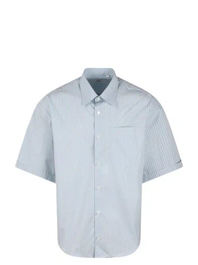 Ami Alexandre Mattiussi Striped Cotton Boxy Fit Shirt In Blue
