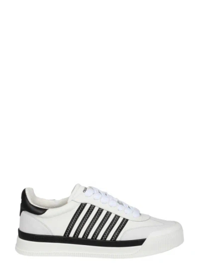 Dsquared2 Legendary Striped Almond Toe Sneakers In White