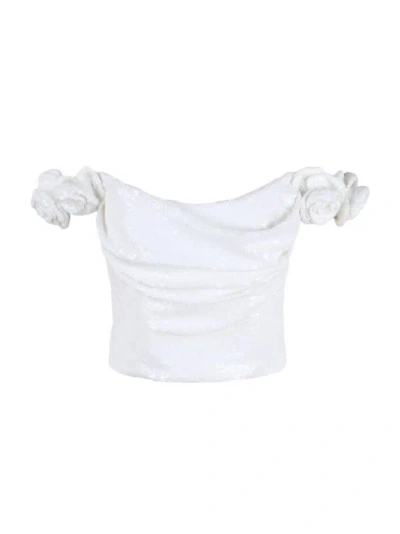 Costarellos Birdie Sequin Top In White