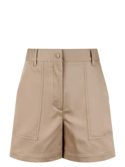 Moncler Gabardine Shorts In Brown
