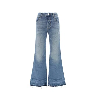 Chloé Chloe' Bootcut Jeans With Frayed Hem In Blue