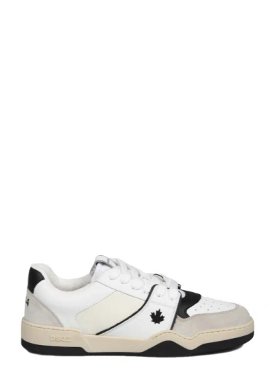 Dsquared2 Spiker Leather Trainers In White
