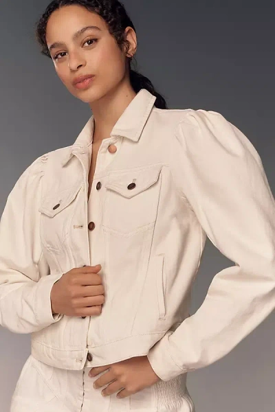 Pilcro Puff-sleeve Denim Jacket In White
