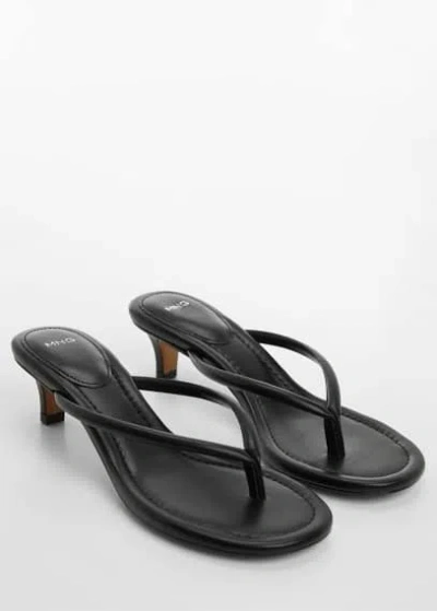 Mango Kitten Heel Sandals Black