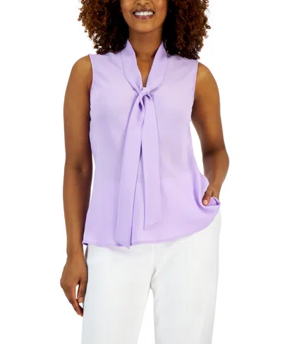 Kasper Women's Sleeveless Tie-neck Top, Regular And Petite Sizes In Lavender Mist