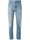 RE/DONE DISTRESSED FITTED JEANS,1042HRAZ12283774