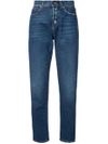 SAINT LAURENT DISTRESSED EFFECT TAPERED JEANS,483624Y883L12282068