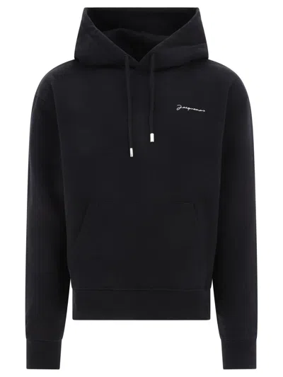 Jacquemus Embroidered Logo Hoodie In Black