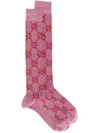 Gucci Pink Gg Supreme Metallic Socks