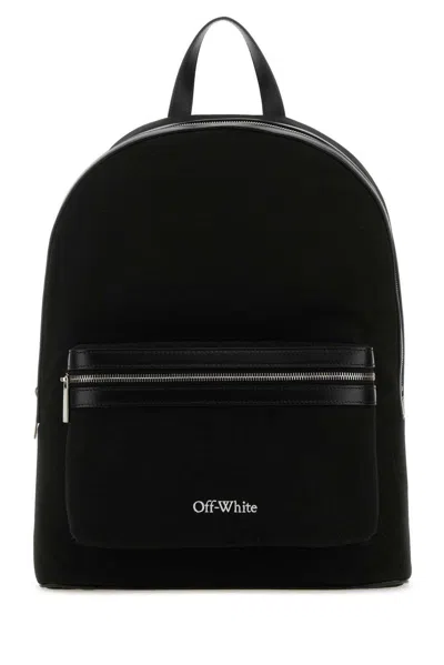 Off-white Logo Embroidered Zipped Backpack In Black