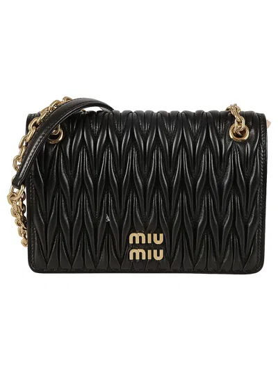 Miu Miu Black Matelassé Leather Bag Women