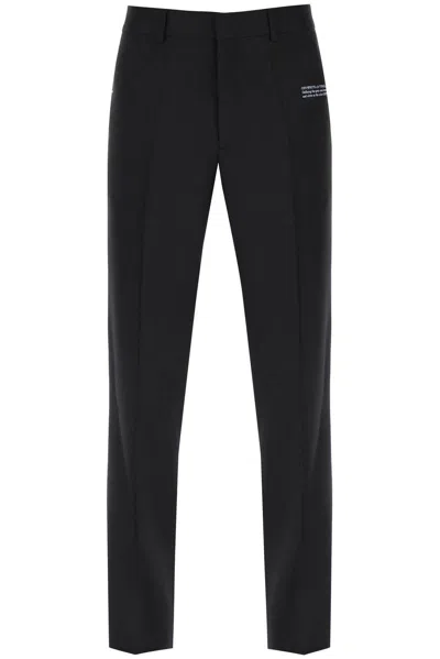 Off-white Straight Leg Tailored Trousers In Black White