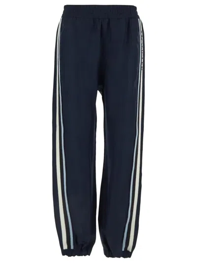 Moncler Logo Embroidered Sweatpants In Blu