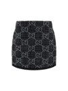 Gucci Womens Dark Grey Grey Monogram-pattern Wool And Cotton-blend Mini Skirt In Dar Grey/grey