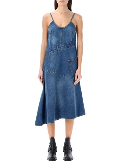 Jw Anderson Sleeveless Twisted Denim Midi Dress In Default Title