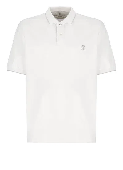 Brunello Cucinelli Piquet Polo With Logo In Default Title