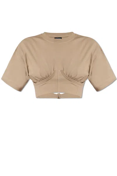 Jacquemus Caraco Cropped T In Light Khaki