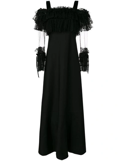 Alberta Ferretti Floor Length Gown With Lace Sleeves In 0555