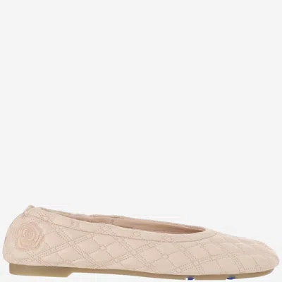 Burberry Sadler Quilted Lambskin Ballerina Flats In Beige