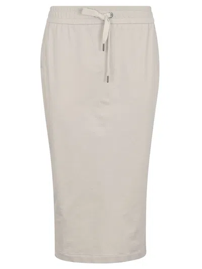 Brunello Cucinelli Drawstring Waist Rear Slit Skirt In Quarzo