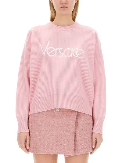 Versace 1978 Re-edition Logo Jersey In Rosa
