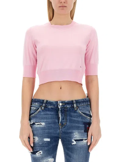 Dsquared2 Cropped Shirt In Rosa