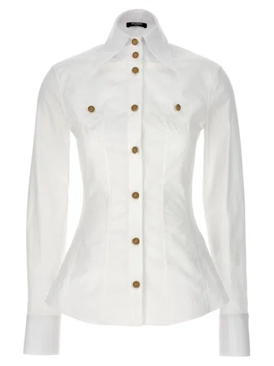 Balmain Long Sleeved Buttoned Shirt In White